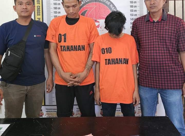 Tersangka baju orange dan Barang bukti diamankan. Foto: Humas Polres Simalungun.