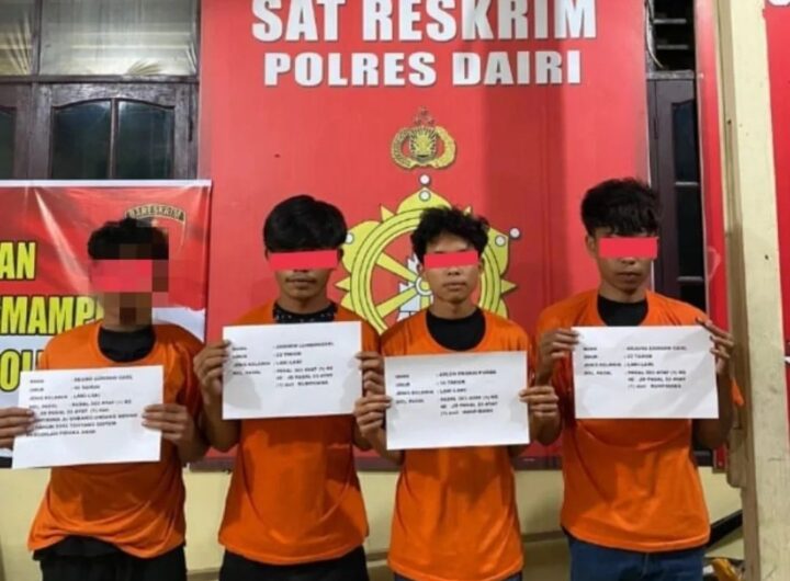 4 Pemuda diamankan di Satreskirim Polres Dairi. Foto: Humas Polres Dairi.