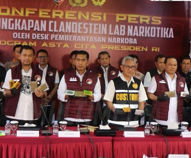 Direktorat Tindak Pidana Narkoba Bareskrim Polri saat melakukan Konferensi pers. Foto: Instagram Bareskrim Polri.