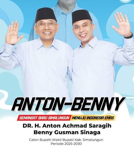 Poster Calon Bupati Simalungun DR.H. Anton Achmad Saragih aan Calon Wakilnya Benny Gusman Sinaga. Foto: Istimewa.