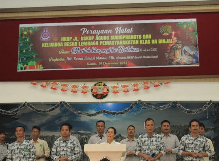 Ibadah Natal Petugas Lapas Kelas IIA Binjai dan Warga Binaan Pemasyarakatan (WBP). Foto: Istimewa.