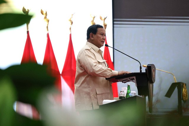 Presiden Prabowo Subianto menghadiri acara Apel Kasatwil 2024 di Akpol Semarang, Jawa Tengah, Rabu (11/12/2024). Foto: Zamachsyari/kumparan