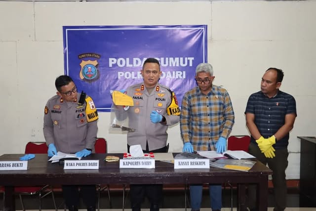 Kapolres Dairi saat menggelar Konferensi Pers. Foto: Istimewa.