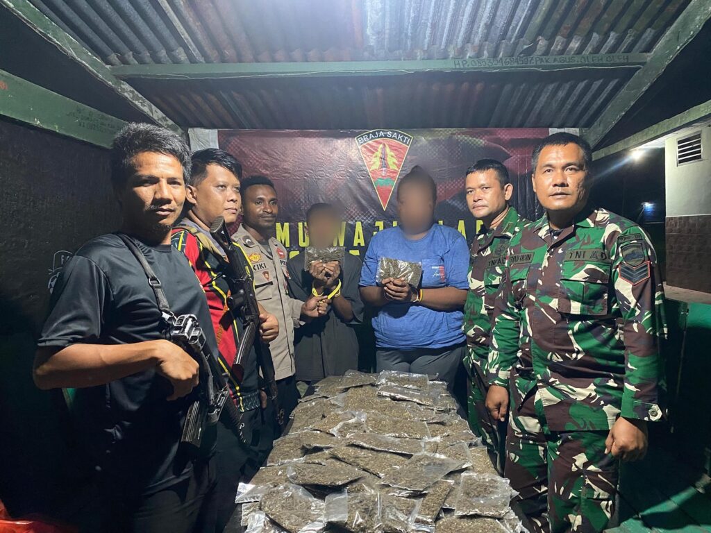 Ganja diamankan di Perbatasan RI-Papua Nugini. Foto: Istimewa.