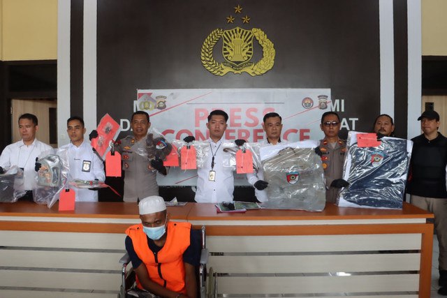 Polres Lahat saat press rilis terkait kasus perampokan dan pembunuhan toke kopi. Foto : Dok. Polres Lahat