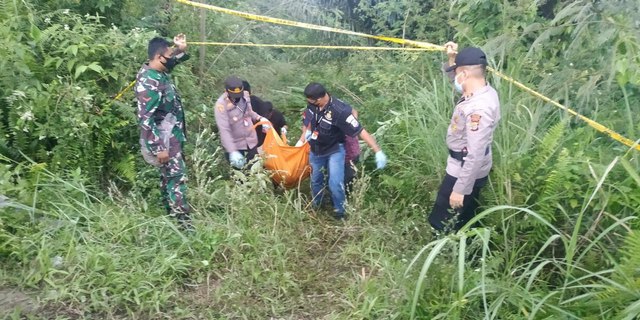 Penemuan mayat di semak-semak kawasan Gunung Salak, tepatnya di jurang kilometer 31 jalan KKA, Kecamatan Nisam Antara, Aceh Utara. Foto: Dok. Istimewa