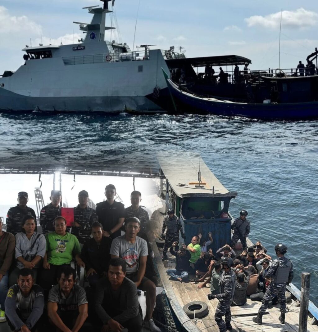 Penangkapan Kapal Pengangkut pekerja Migran. Foto: Dok TNI AL