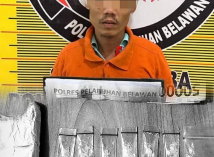 Tersangka dan Barang bukti diamankan Polres Pelabuhan Belawan. Foto: Dok. Polres Pelabunan Belawan.