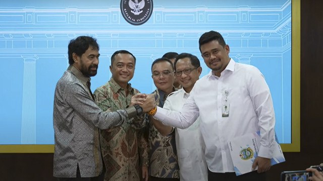 Keterangan pers penyelesaian permasalahan empat Pulau di Perbatasan Prov. Aceh dan Sumut. Foto: Youtube/Sekretariat Presiden